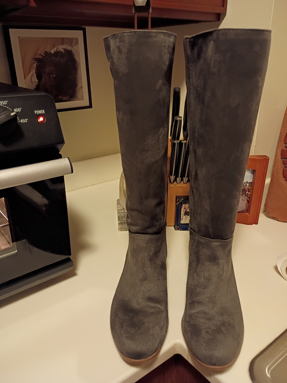 Women’s Tall Suede-Look Knee Boots — Gray ..High Mid Calf.